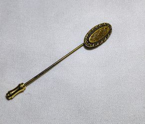 Antique Art Nouveau Brass Stick pin- Elegant Botanical Leaf Motif