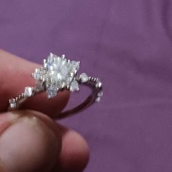 Sterling Silver Moissanite  Flower Ring