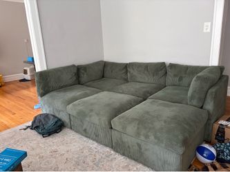 Sectional Couch- Green Corduroy