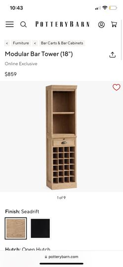 70x18x13 wide POTTERY BARN Modular Bar Tower Retail $859