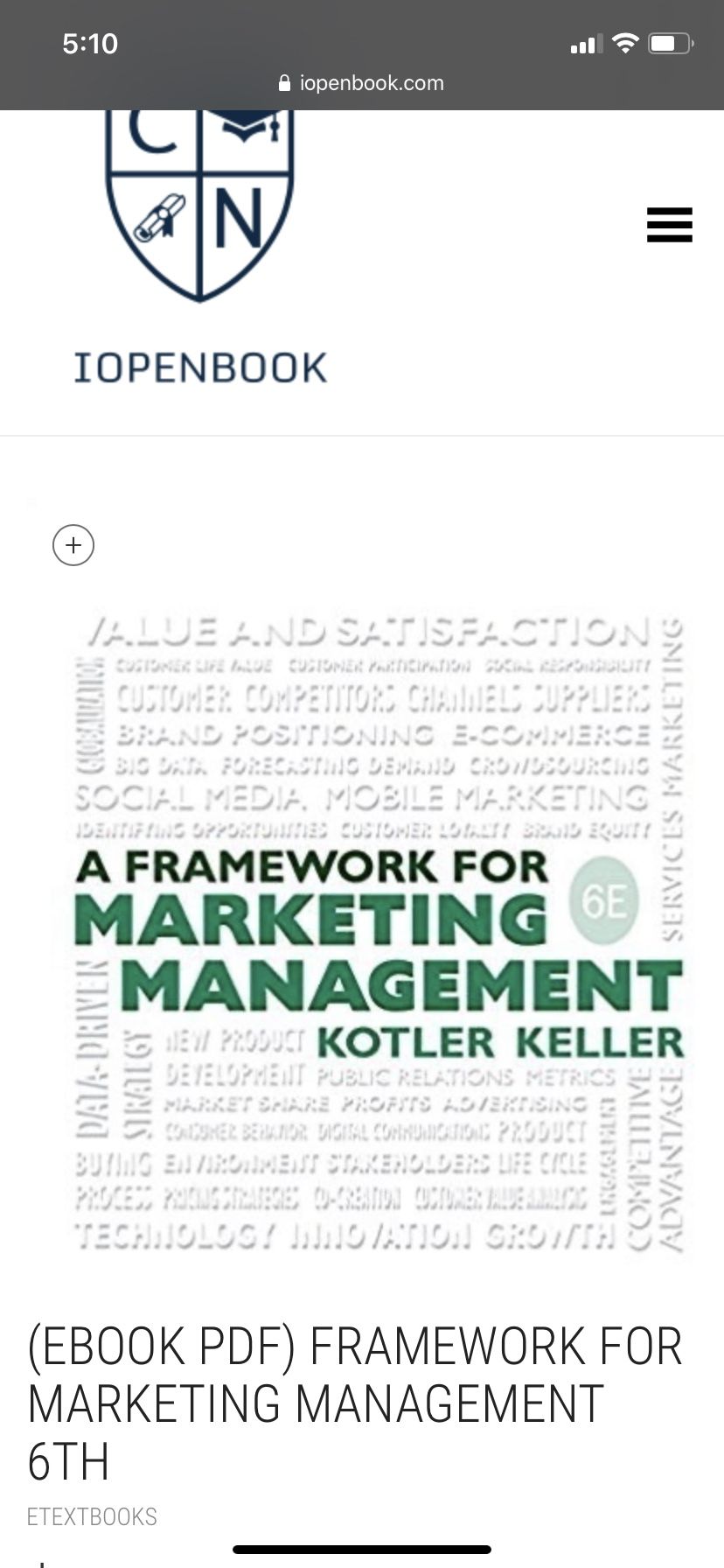 A Framework For Marketing Managment by Kolter Keller