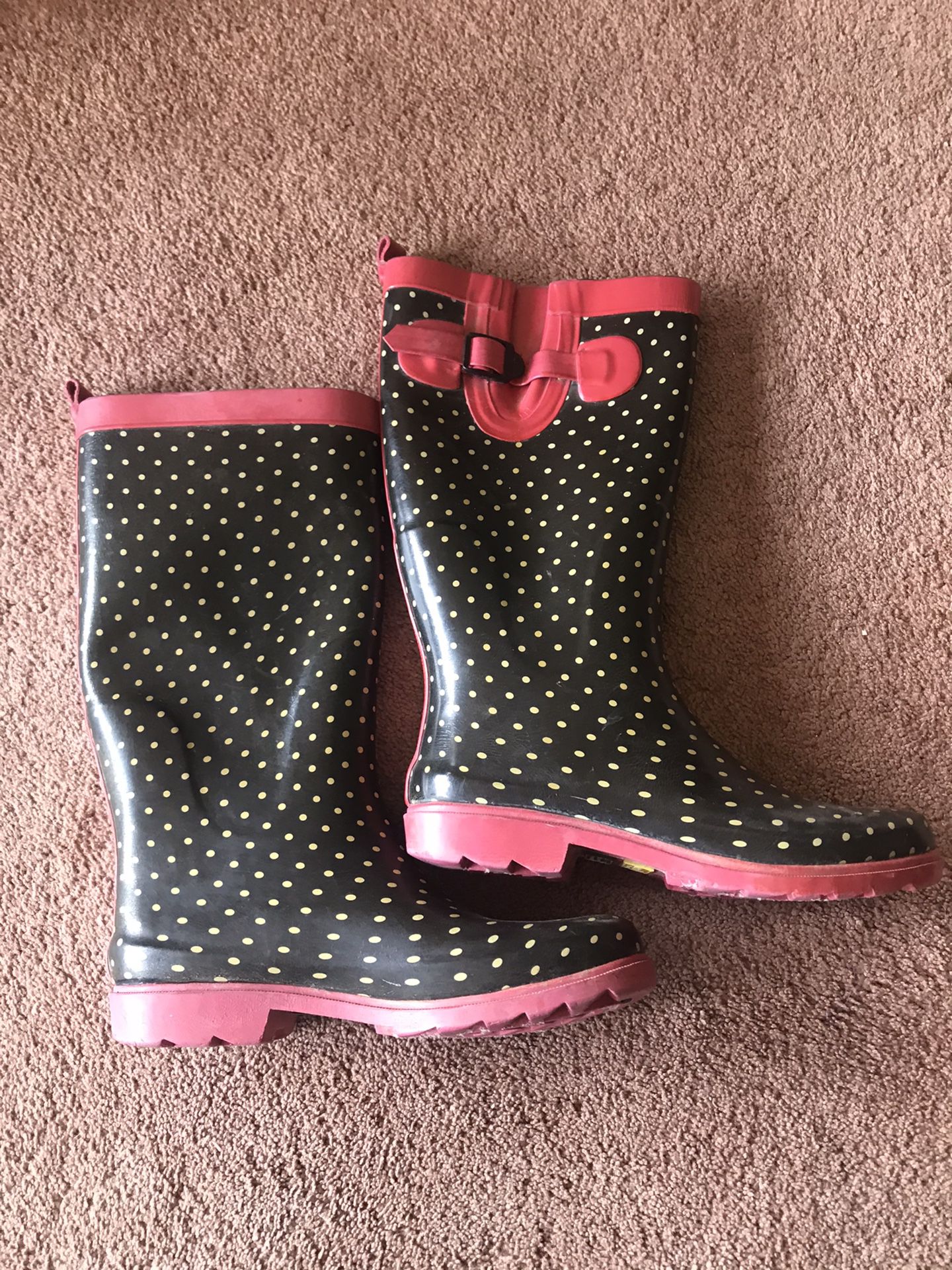 Polka Dot Rain Boots size 8