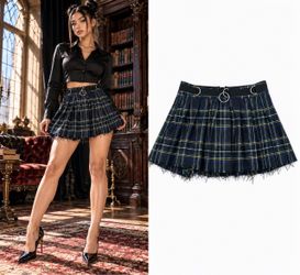 Current Mood Dolls Kill Plaid Pleated Mini Skirt S O-Ring Goth Grunge Punk