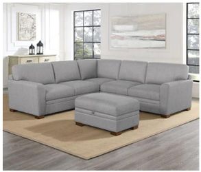 Thomasville Langdon Sectional Sofa with storage ottoman
