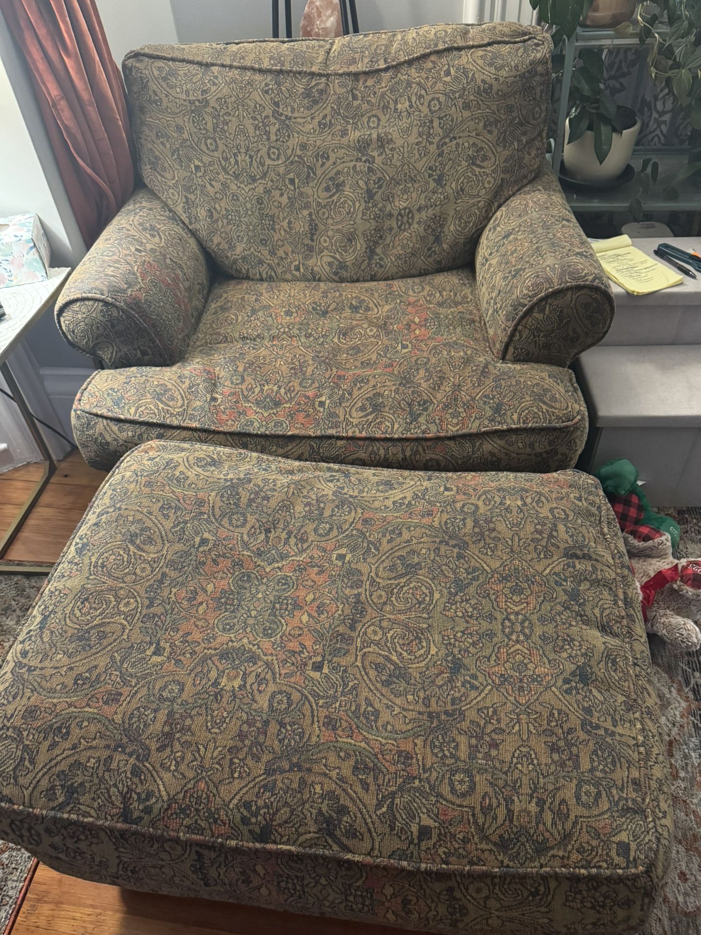 Brown Chair & Ottoman