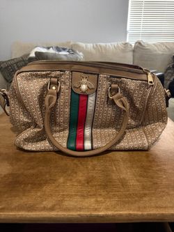 Structured Satchel Handbag with Bee Emblem
