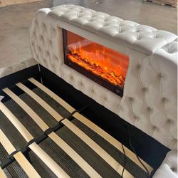 Queen Size Fire Place Bed Frame 