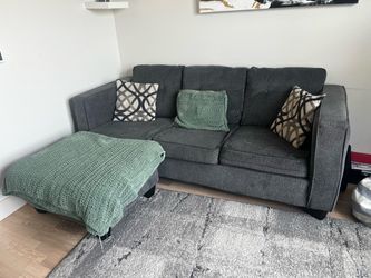 Dark Gray 3-Seater Sofa with Ottoman