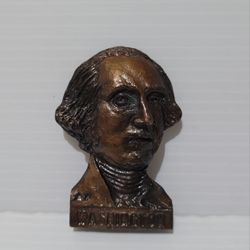 Vintage George Washington Cast Iron Bust 1978 Handcrafted in USA Shelf Decor 3" Tall

