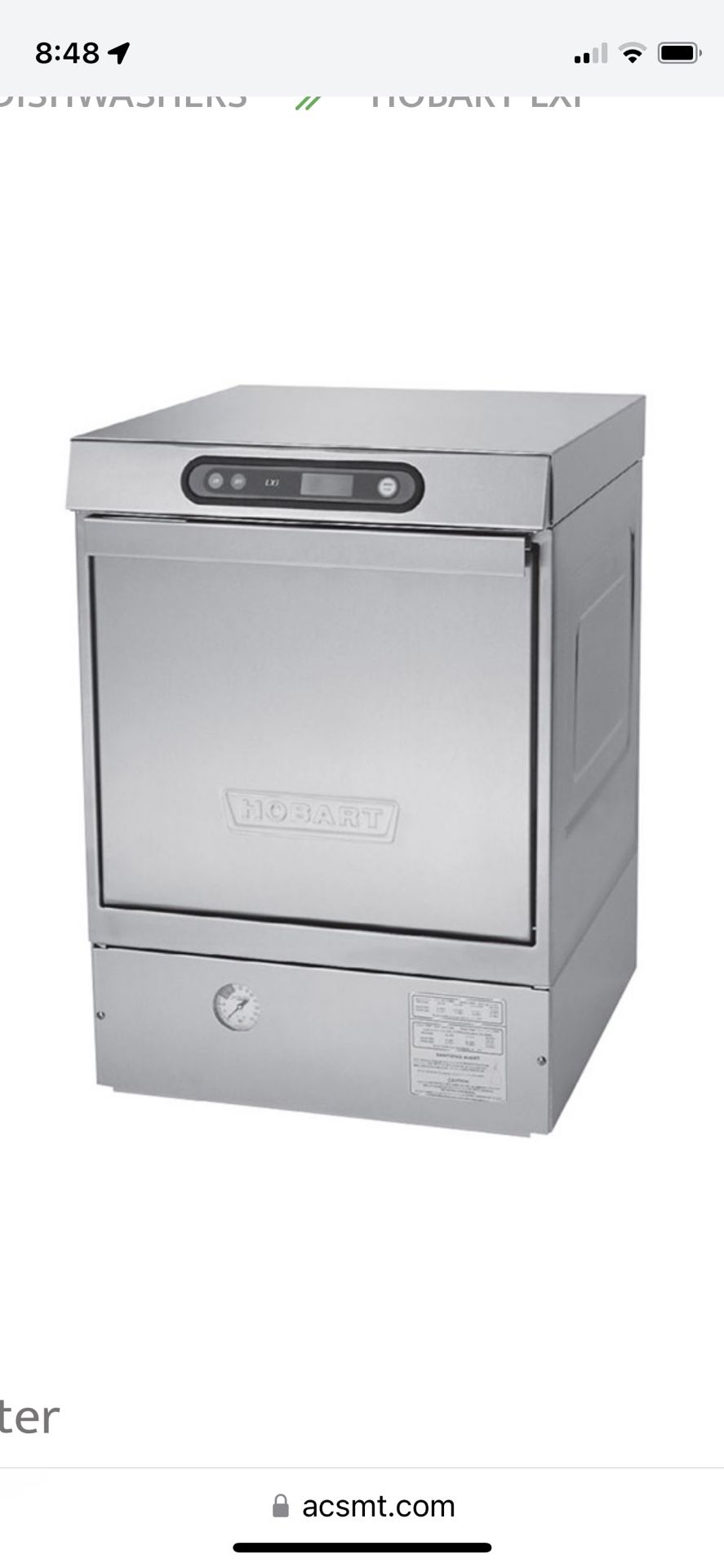 Hobart Stainless Steel Commercial Dish Washer