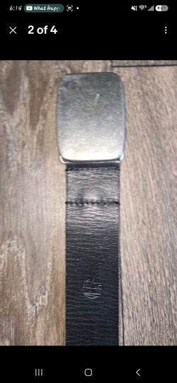 Timberland metal Silver leather belt men's large