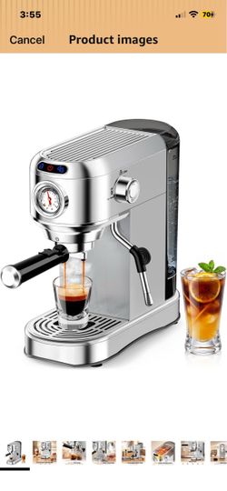 Espresso Machine 20 Bar, Compact Espresso Coffee Machine with Milk Frother, Stainless Steel Coffee Maker with 34oz Removable Water Tank, Cappuccino Ma