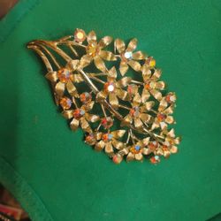 Vintage Aurora Borealis Floral Brooch