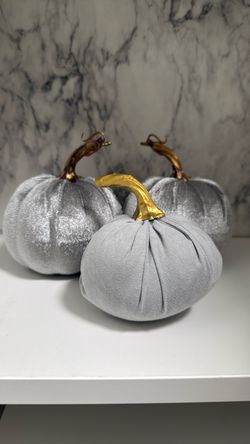 Decorative Velvet Pumpkins Set of 3