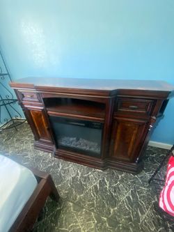 Traditional Media Console with Electric Fireplace