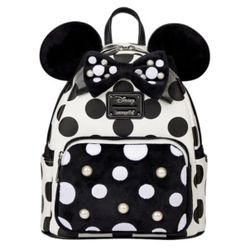 Loungefly Disney Minnie Mouse Bow With 3D Ears Polk A Dot Backpack 
