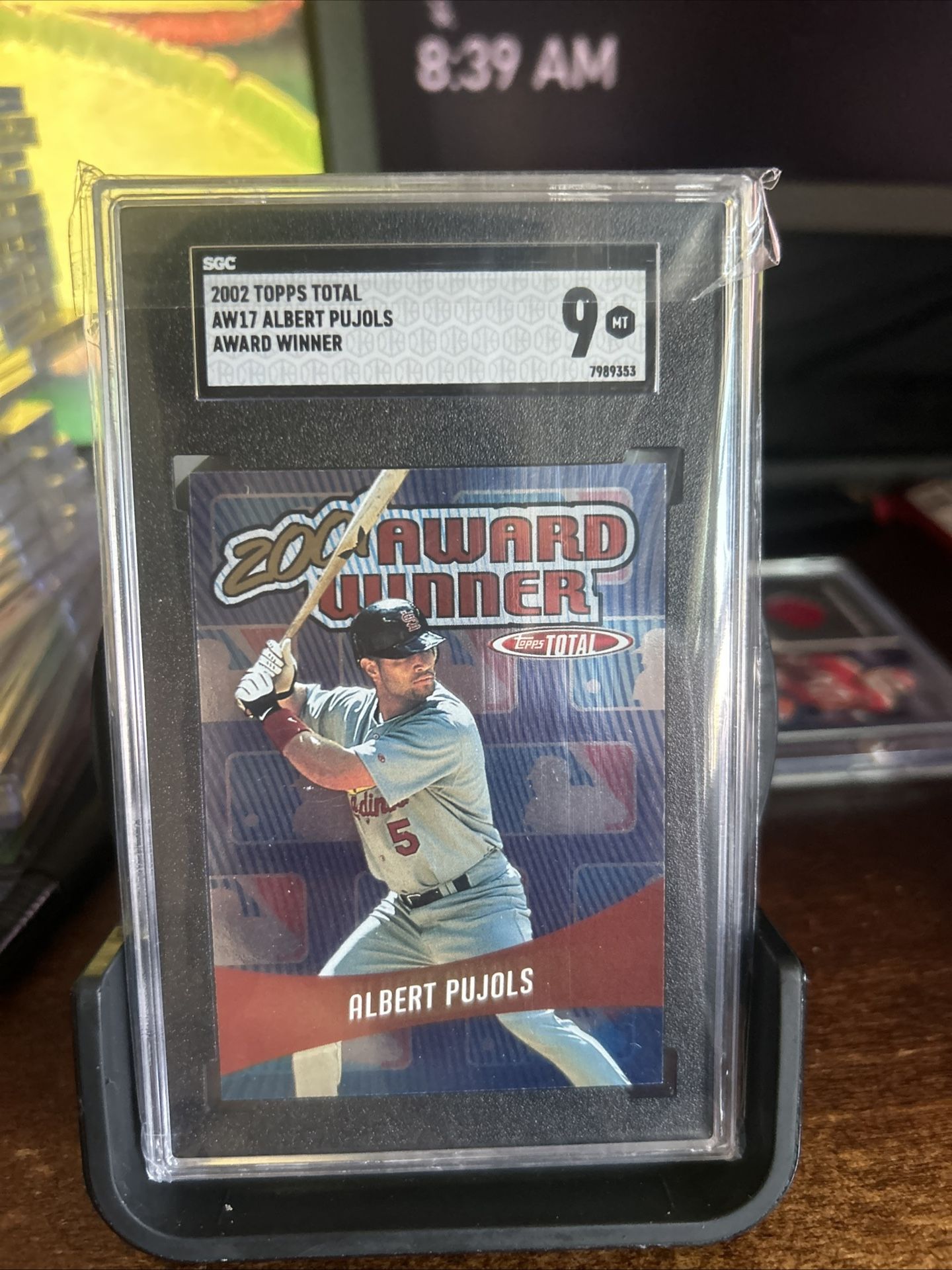 2002 Topps Total - Award Winners Albert Pujols #AW17 SGC 9 St.Louis Legend