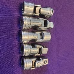 Snap On 3/8” Drive Universal Joint Swivel Socket FU 9/16 1/2 80A(2) 8A 5 Pc. 