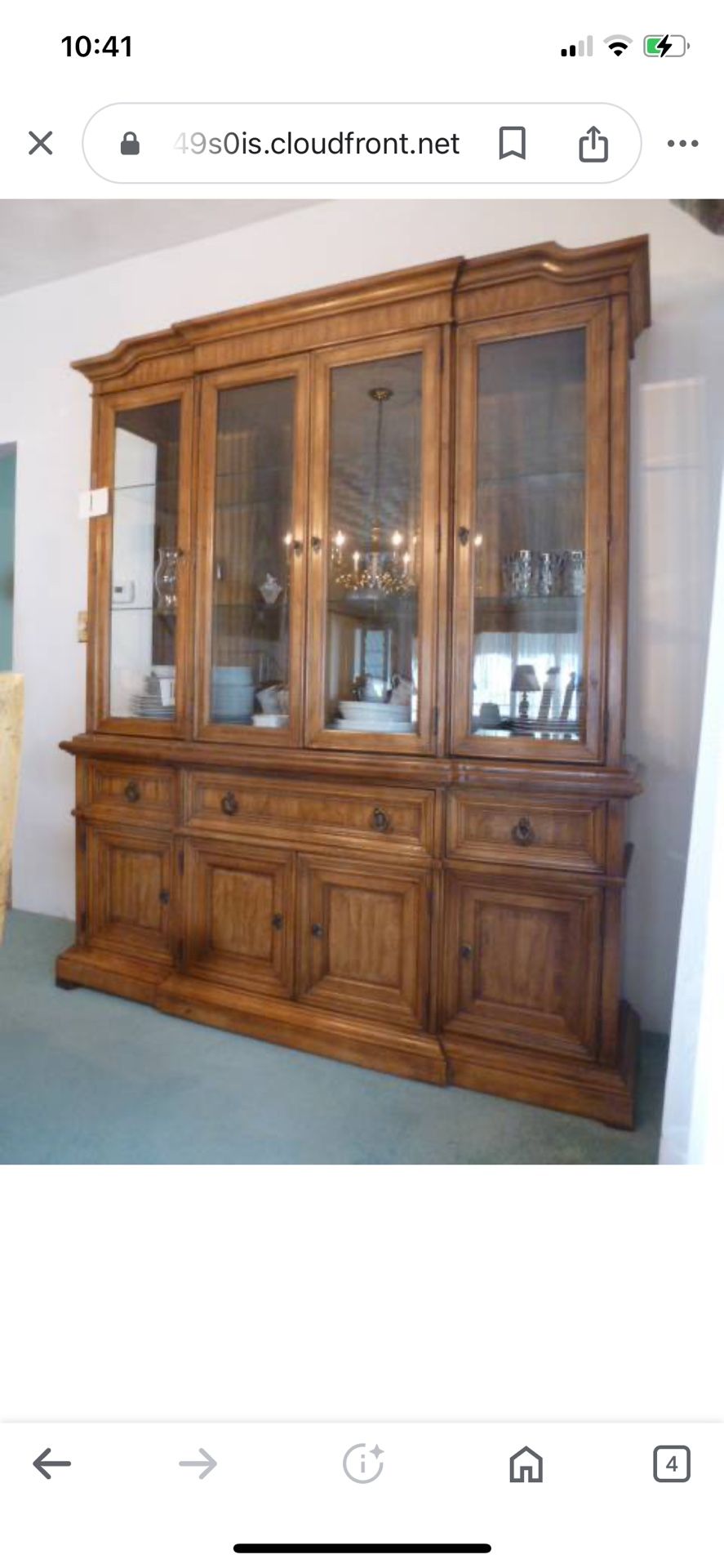 stanley lighted breakfront 4 glass69x82x17 hutch