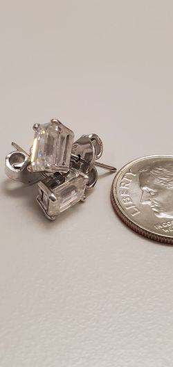 Moissanite 2ct 925 Silver Earrings Emerald Cut