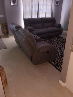 Two Piece Grey Microfiber Couch