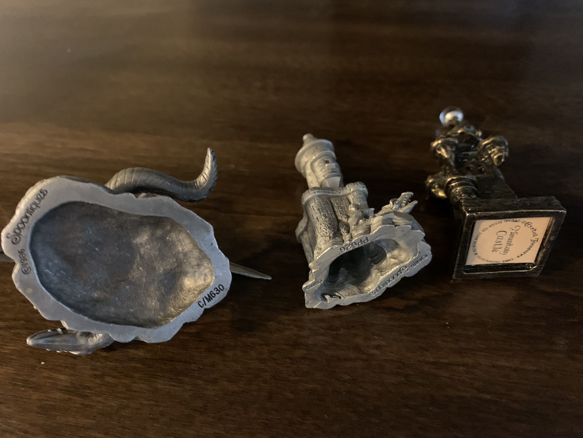 5 Pewter  Figurines castles and dragons for 10.00