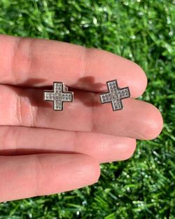 Pendientes En Forma De Cruz  Plata De Ley 925 