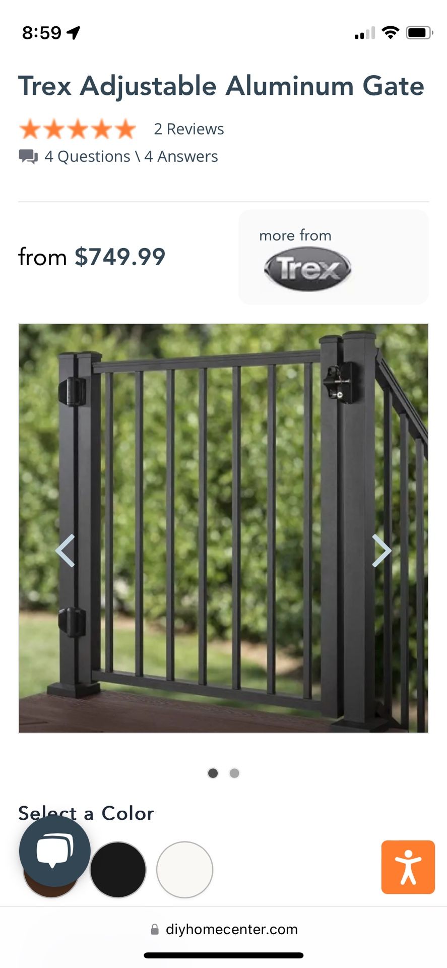 Black Trex Aluminum Gate Kit
