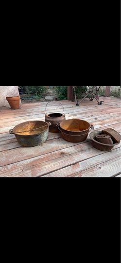 Cast iron pots and irons rusty