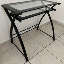 Glass Computer Desk with Black Frame