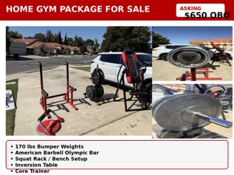 Complete Home Gym Package – 170 lbs Bumper Plates + American Barbell Olympic Bar