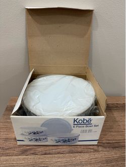Stylish 6-Piece Kobe Porcelain Bowl Set - NIB