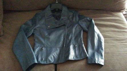 Blue Leather women Jacket size M