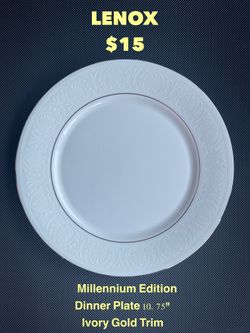 LENOX Millennium Edition Dinner Plate 10.75" Ivory Gold Trim
