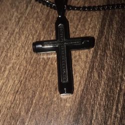 1/6 ct. t.w. Black Diamond Cross Pendant in Black Stainless Steel
