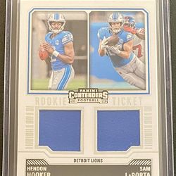 2023 Panini Contenders Hendon Hooker/Sam LaPorta Rookie Ticket Dual Swatches