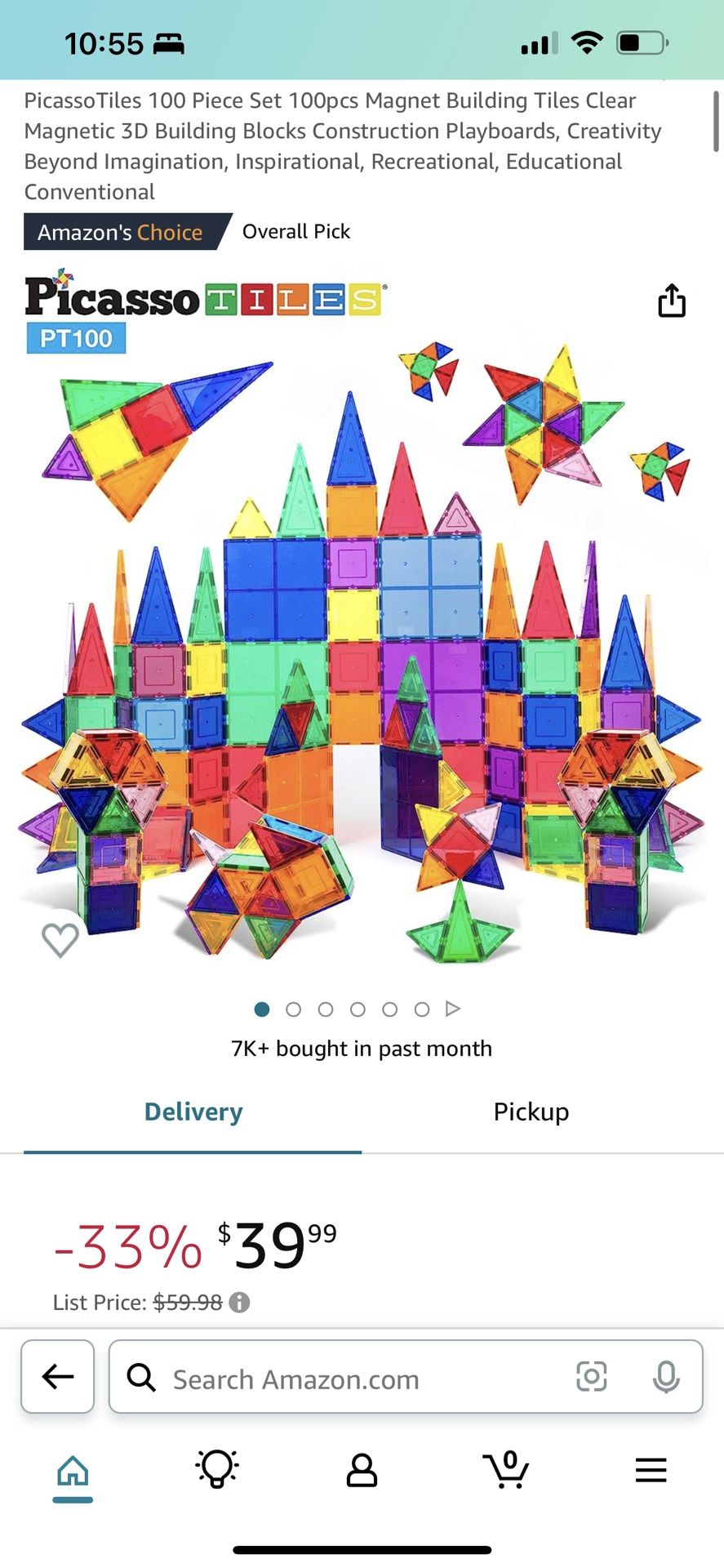 Picasso Magnetic Tiles 100 Pieces $25 NEW in Plastic