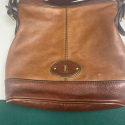Fossil Two Tone Brown Crossbody Purse