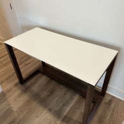 Walnut Base - Glass Top (White Inlay) Desk