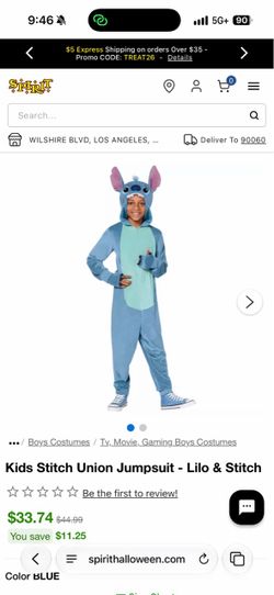 Halloween costume Stitch onesie kids’ large