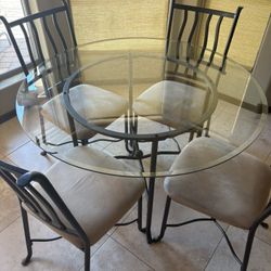 Cozy Glass, Top Kitchen Table For Metal Chairs And Matching Wine Rack Hutch $75