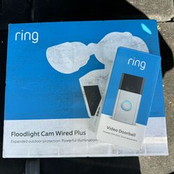 Ring Floodlight Cam And Video Doorbell Bundle 