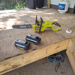 Ryobi Chainsaw And 2 40v Batteries For Sale