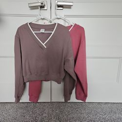 V Neck Cropped Sweatshirts From PINK