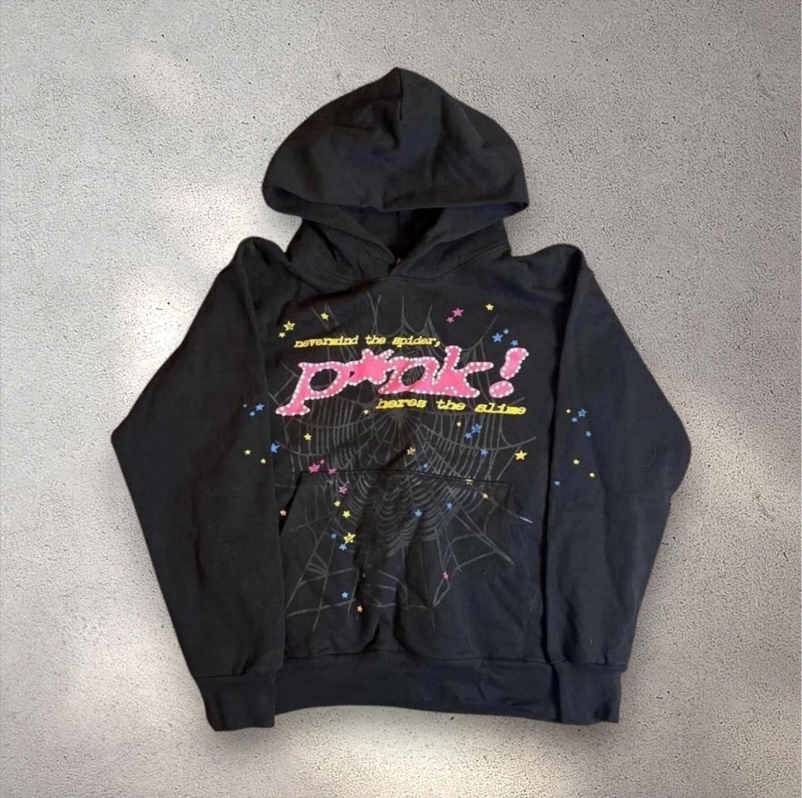 Sp5der P*nk Hoodie Black