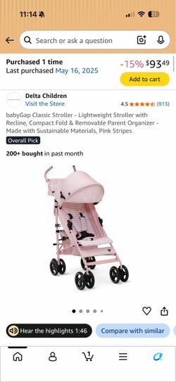 Delta Children babyGap Classic Lightweight Stroller