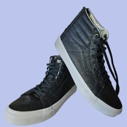 Vans Shoes Vans Black Leather SK8-Hi Slim Zipper Women 8.5 