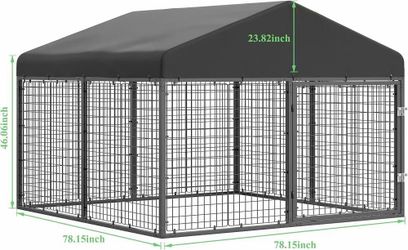 #C Large Outdoor Dog Enclosure,Heavy Duty Dog Cage with Roof,Galvanized Steel Dog Kennel Fence with Double Safety Locks(79”W x 79”D) $ 99