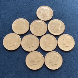 10 Kennedy Half Dollars 2021.2023.2024