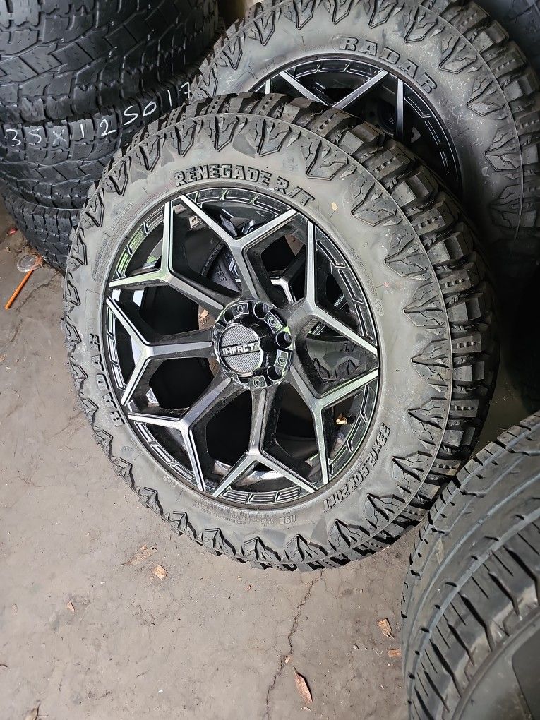 20x10 Impact Rims 6 Lug 6x139 6x5.5 6x135 On Like New Take Off Tires 33 1250 20 Lt 